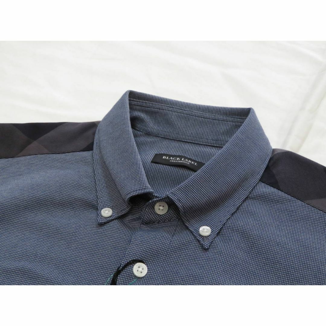 BLACK LABEL CRESTBRIDGE(ブラックレーベルクレストブリッジ)のブラックレーベル クレストブリッジ 半袖肩チェックシャツ Mサイズ　紺系 メンズのトップス(シャツ)の商品写真