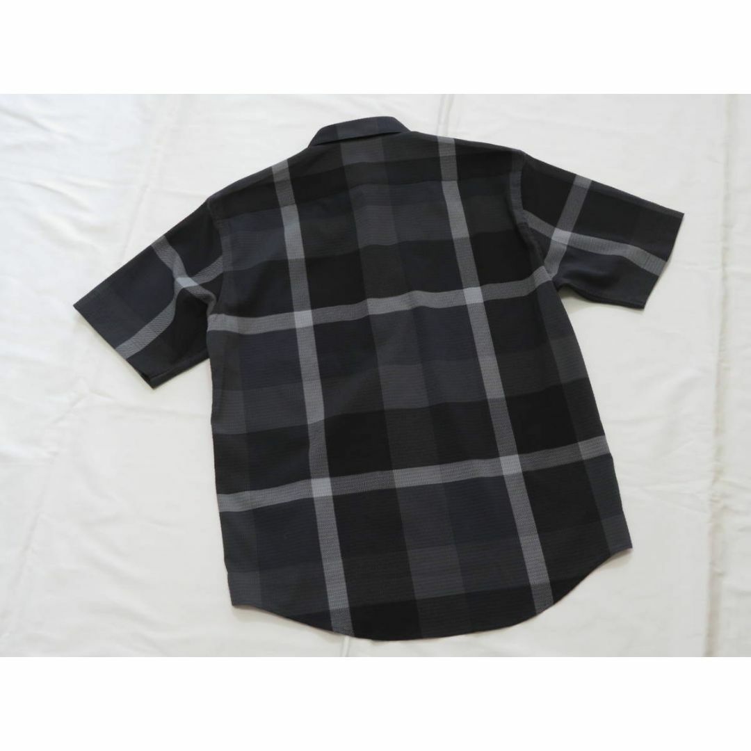 ブラックレーベル クレストブリッジ 高級半袖チェックシャツ Mサイズ　黒系