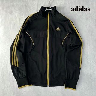 アディダス(adidas)の【adidasアディダス】トラックジャケット 黒×ゴールドライン L スポーツ(その他)