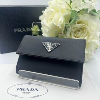 PRADA - PRADA プラダ 三角ロゴ 三つ折り財布 ナイロン ブラック 黒の
