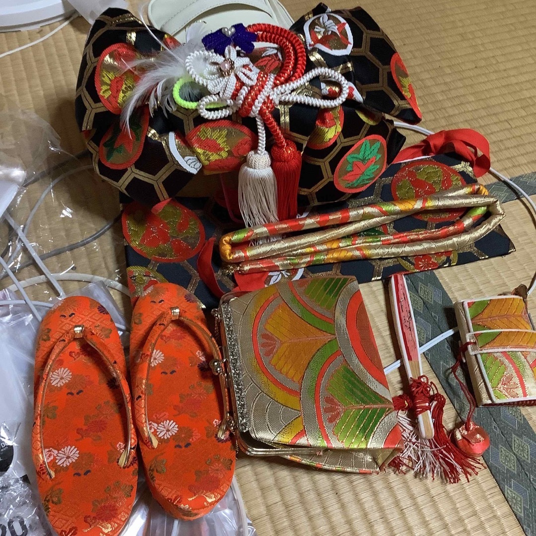 七五三 小柄七歳フルセット 帯幅14、5センチ 草履21センチ-