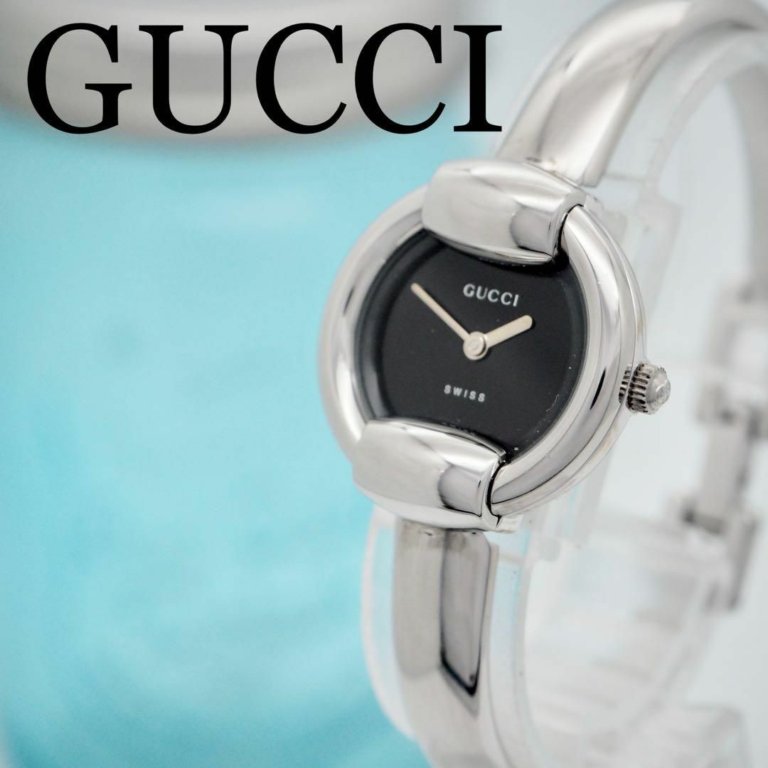 524 GUCCI グッチ時計 レディース腕時計 ブラック バングル ブレス-