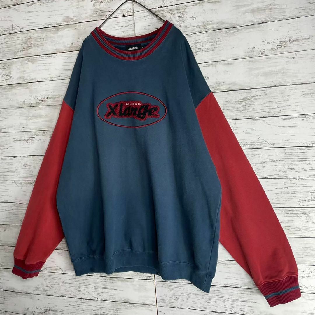 XLARGE(エクストララージ)の【ばんばんざいみゆ着用モデル】XLARGE スウェット　パイルロゴ　バイカラー メンズのトップス(スウェット)の商品写真