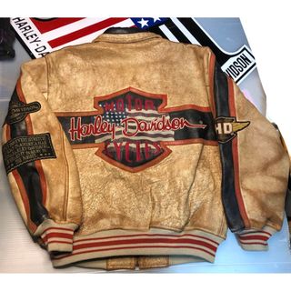 ハーレーダビッドソン(Harley Davidson)の【レアモデル！立体刺繍】ハーレーダビッドソン　本革ジャケット　超イケてるルックス(レザージャケット)