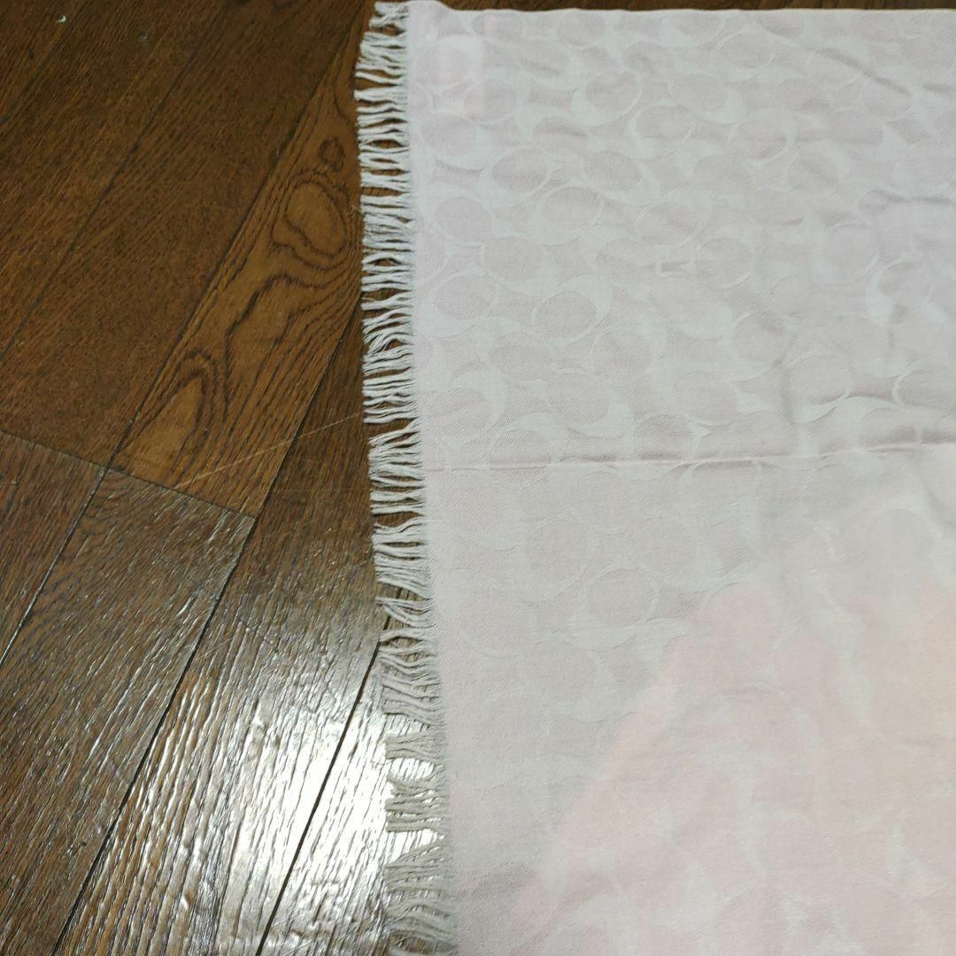 1881超美品 コーチ ショール マフラー シルク混 シグネチャー 総柄 ピンク