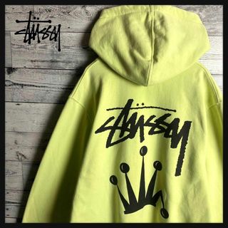 STUSSY　ベーシックロゴスウェット　L　ブラウン　両面プリント　グアテマラ製