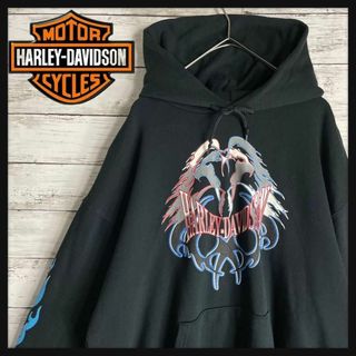 ハーレーダビッドソン(Harley Davidson)の【希少デザイン】ハーレーダビッドソン　パーカー　ファイヤーパターン　入手困難(パーカー)