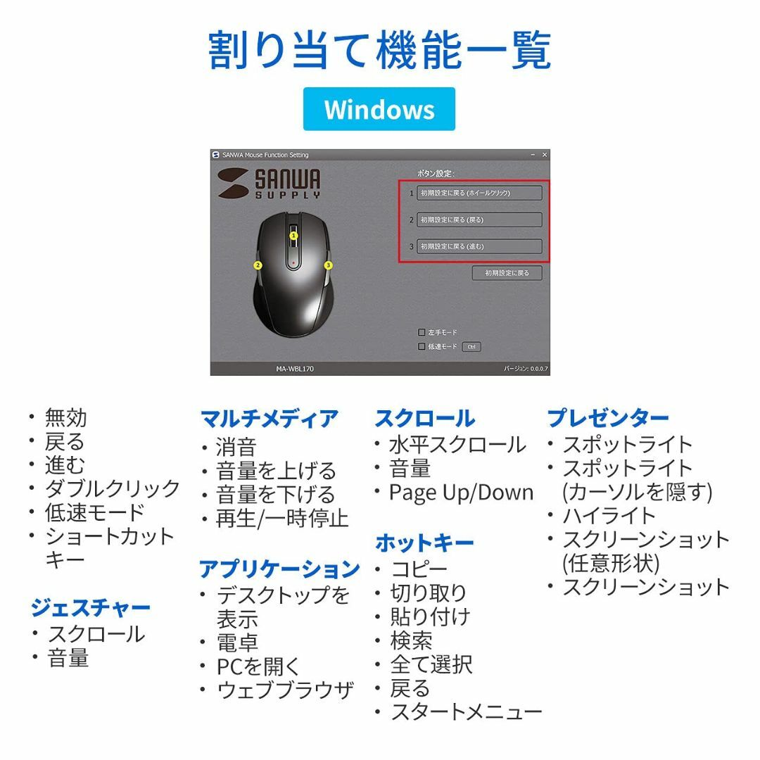 【色: レッド】サンワサプライ Bluetooth4.0マウス BlueLED 5