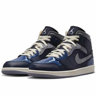 ナイキ(NIKE)のエアジョーダン1 MID SE クラフト オブシディアン/ホワイト ★鑑定書付★(スニーカー)