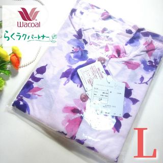 ワコール(Wacoal)のワコール らくラクパートナー 長袖 ブラウス 水彩画 花柄 ピンク L(シャツ/ブラウス(長袖/七分))