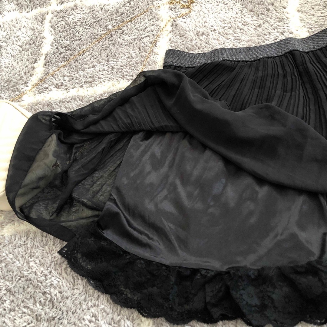 フリルフレアスカート  ヒラヒラ  プリーツスカート  レディース  Mサイズ レディースのスカート(ひざ丈スカート)の商品写真