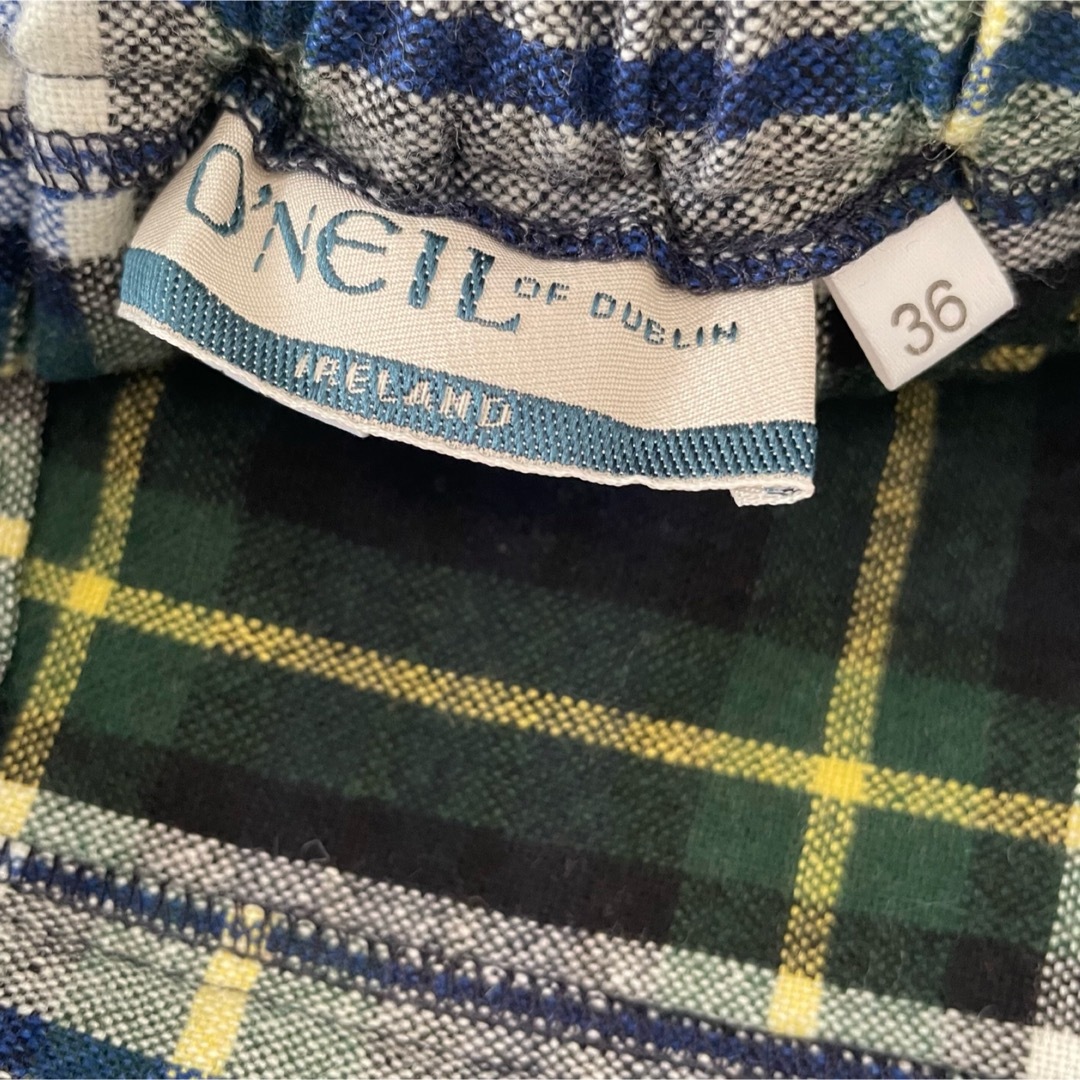 美品 O'NEIL OF DUBLIN ウールラッププリーツスカート グリーン系