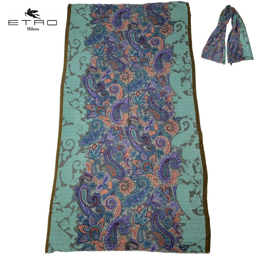 カシミヤ100%】エトロ ETRO 大判ストール ペイズリー柄 マフラー-