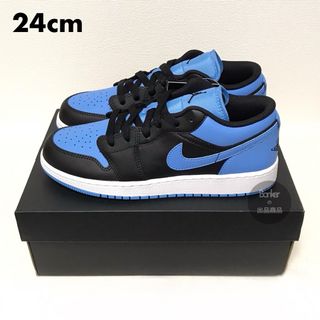 ナイキ(NIKE)の24《新品》NIKE AIR JORDAN 1 LOW GS ブルー ブラック(スニーカー)