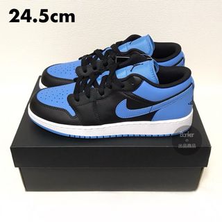 ジョーダン(Jordan Brand（NIKE）)の24.5【新品】ナイキ AIR JORDAN 1 LOW GS ブルー ブラック(スニーカー)