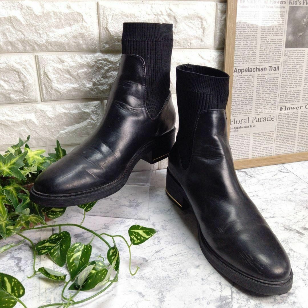 ZARA - ザラ ZARA ニットブーツ サイドゴア ブーツ 黒の通販 by ZARA - ザラ ZARA ニットブーツ サイドゴア ブーツ 黒の通販 by