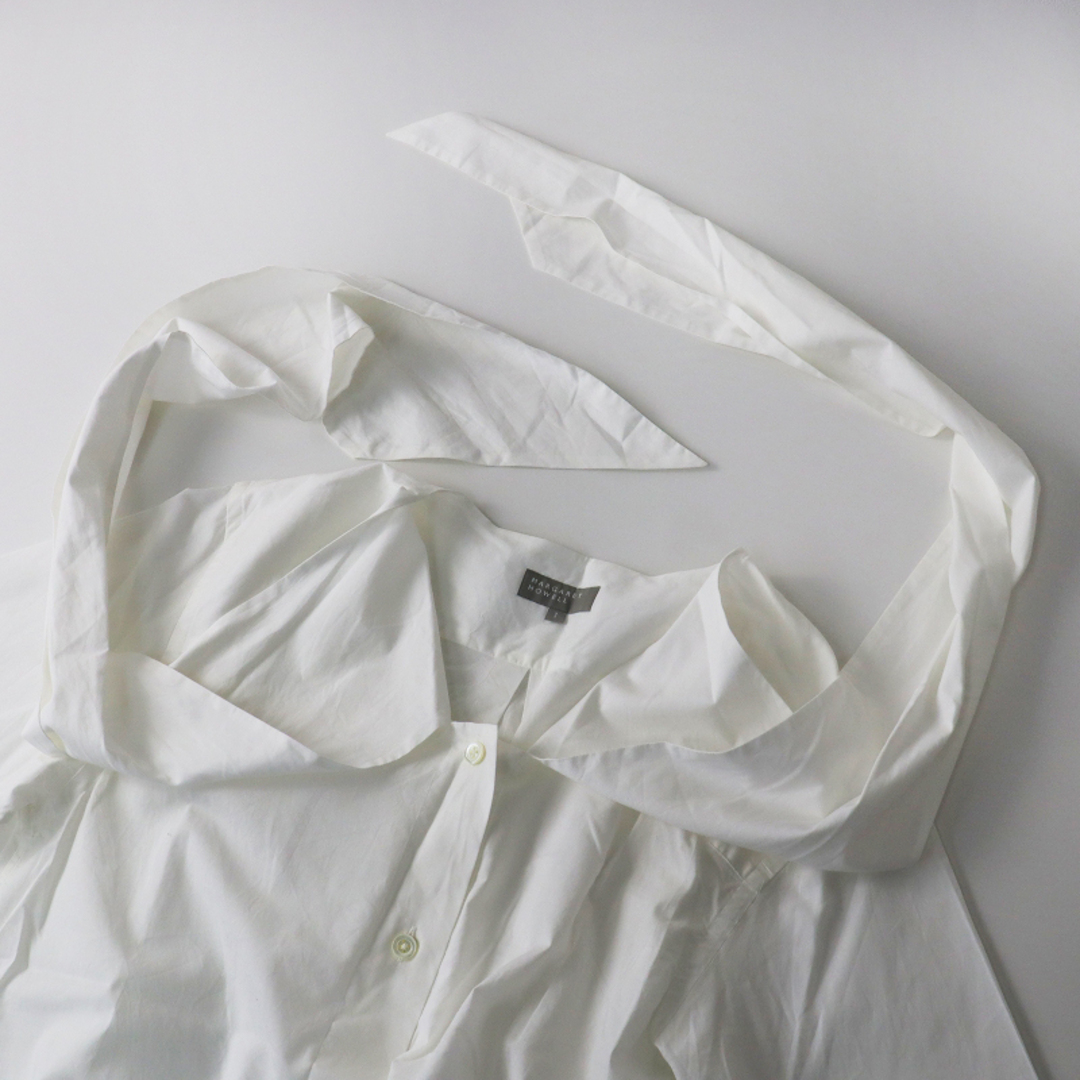 美品 定価4.1万 2023SS MARGARET HOWELL マーガレットハウエル FINE COTTON SILK シャツ 1/ネイビー リボン【2400013329842】