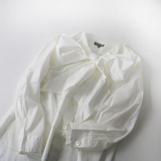 美品 定価4.1万 2023SS MARGARET HOWELL マーガレットハウエル FINE COTTON SILK シャツ 1/ネイビー リボン【2400013329842】