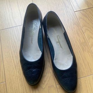 サルヴァトーレフェラガモ(Salvatore Ferragamo)のFERRAGAMO  フェラガモ リザードレザー ローヒールパンプス (ハイヒール/パンプス)