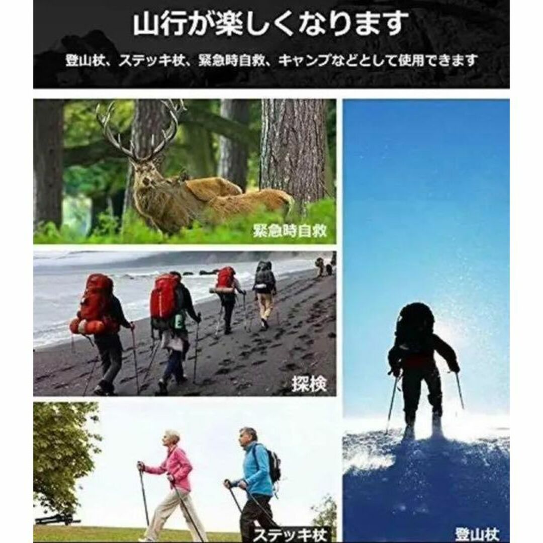 2本セット トレッキングポール 黒 杖 登山 リハビリ ウォーキング 折り畳み スポーツ/アウトドアのアウトドア(登山用品)の商品写真