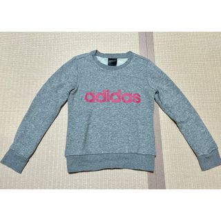 アディダス(adidas)のアディダス リニア スウェットシャツ トレーナー グレーxピンク 130(Tシャツ/カットソー)