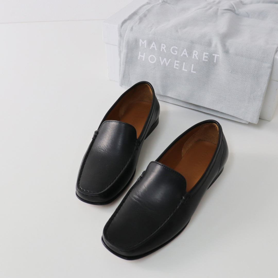 MARGARET HOWELL(マーガレットハウエル)の美品 マーガレットハウエル MARGARET HOWELL BLUNT TOE LOAFER レザーローファー シューズ 36/ブラック 黒 スリッポン【2400013545266】 レディースの靴/シューズ(ローファー/革靴)の商品写真