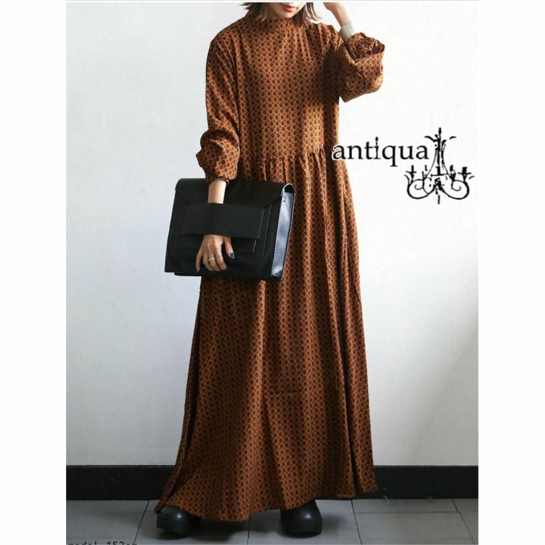 新品★antiqua レトロ柄 ロングワンピース 1017