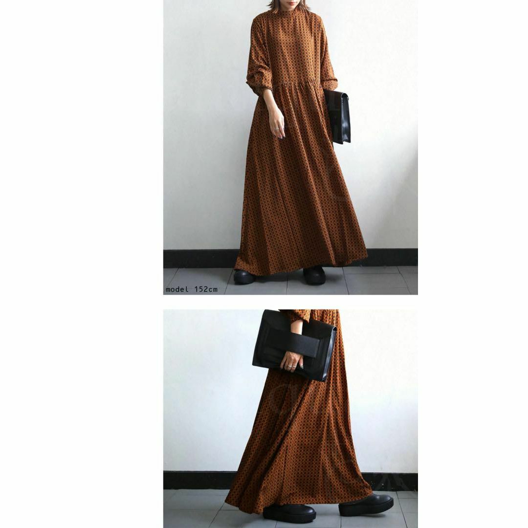 新品★antiqua レトロ柄 ロングワンピース 1017