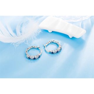 ◆サファイア★ダイヤ入り★ファッション★フープピアス★デザインピアス◆(ピアス)