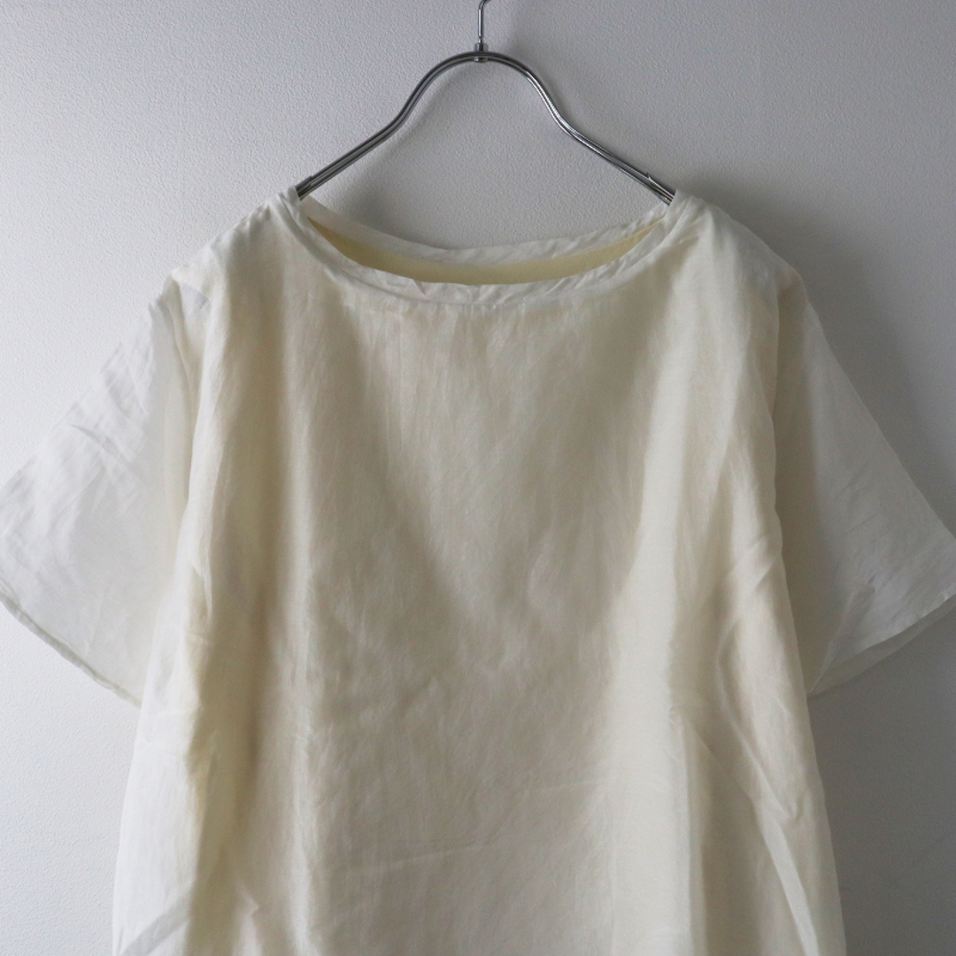 ガーゼ Gauze# G373 コットンシルクレイヤーTシャツ/ホワイト カットソー 半袖【2400013558037】 3