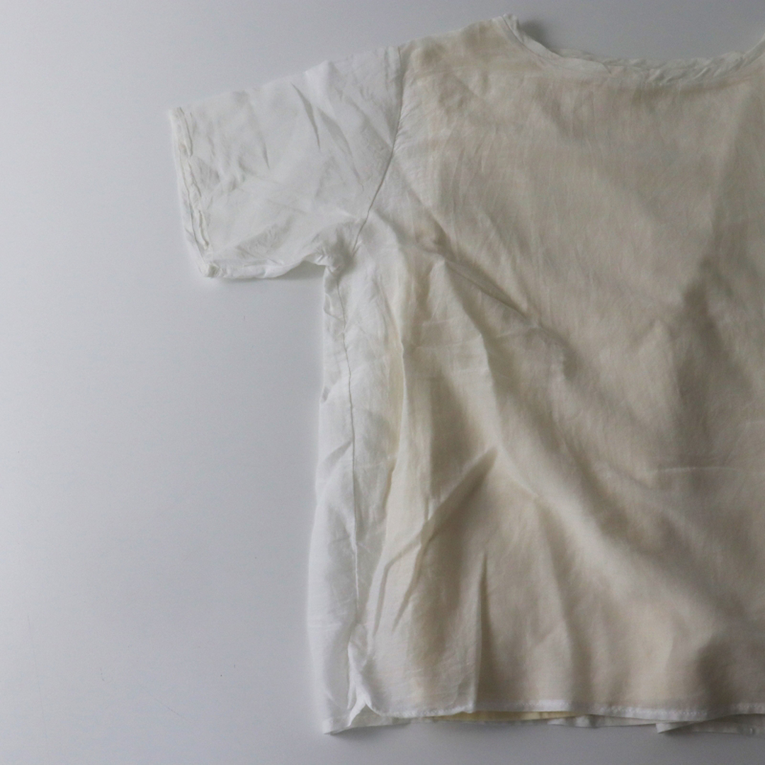 ガーゼ Gauze# G373 コットンシルクレイヤーTシャツ/ホワイト カットソー 半袖【2400013558037】 7