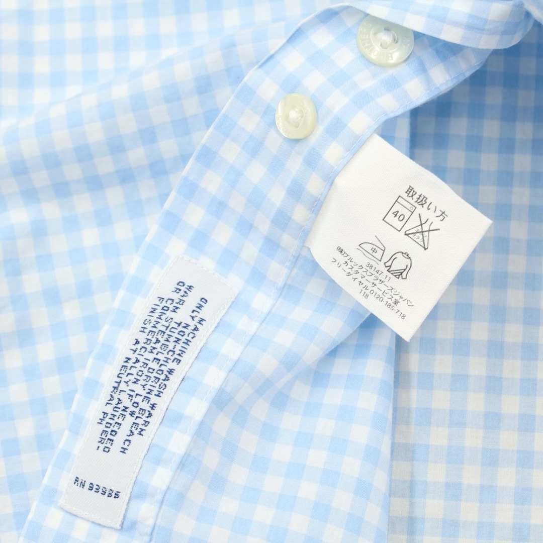 【中古】ブルックスブラザーズ Brooks Brothers コットン チェック 半袖BDシャツ ライトブルーxホワイト【サイズM】【メンズ】