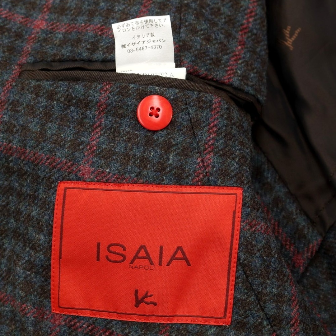 中古】イザイア ISAIA SAILOR ウール チェック テーラードジャケット ...