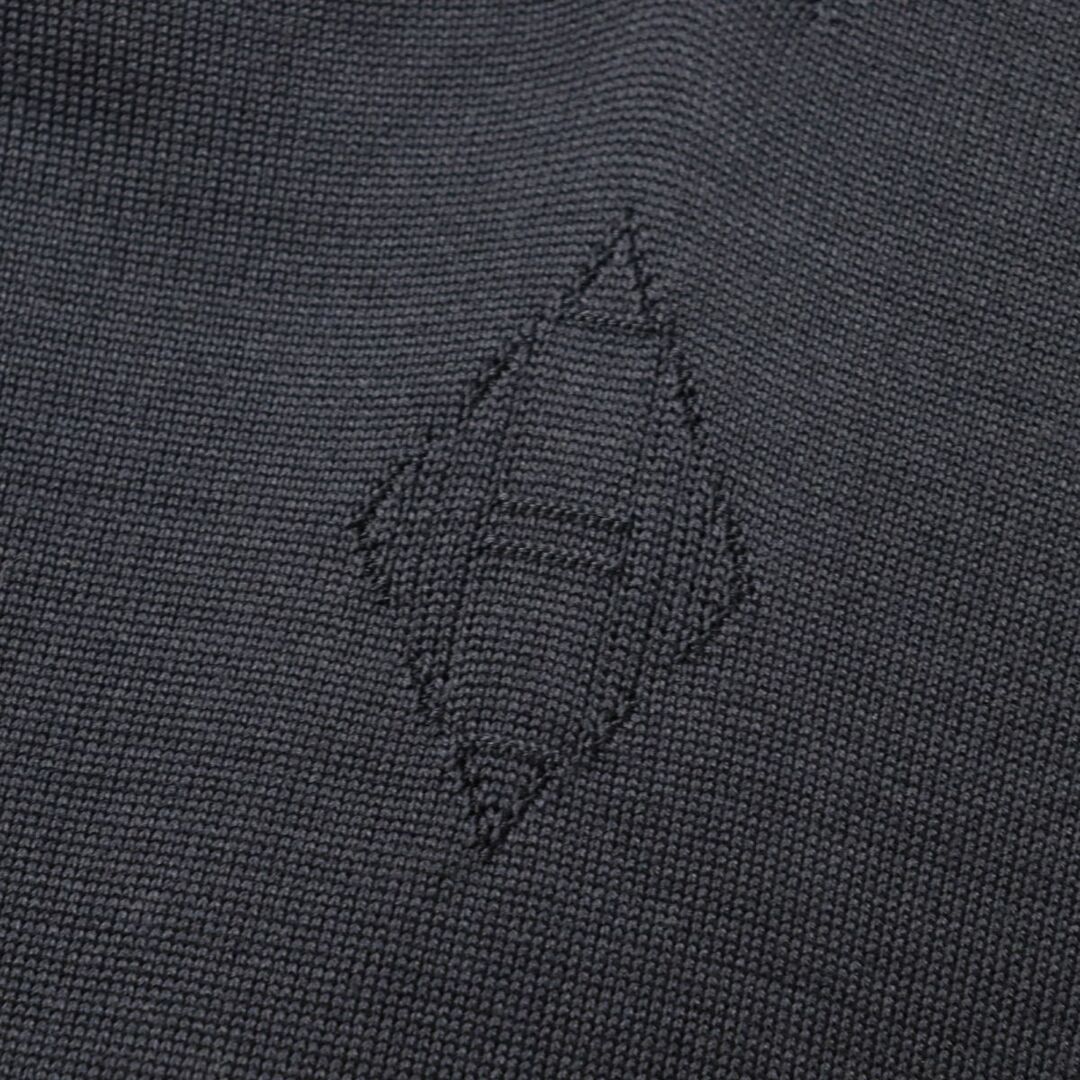 極美品★正規品 HERMES エルメス Hロゴ シルク100% Vネック ノースリーブ ワンピース レディース ネイビー 34 イタリア製 シンプル◎