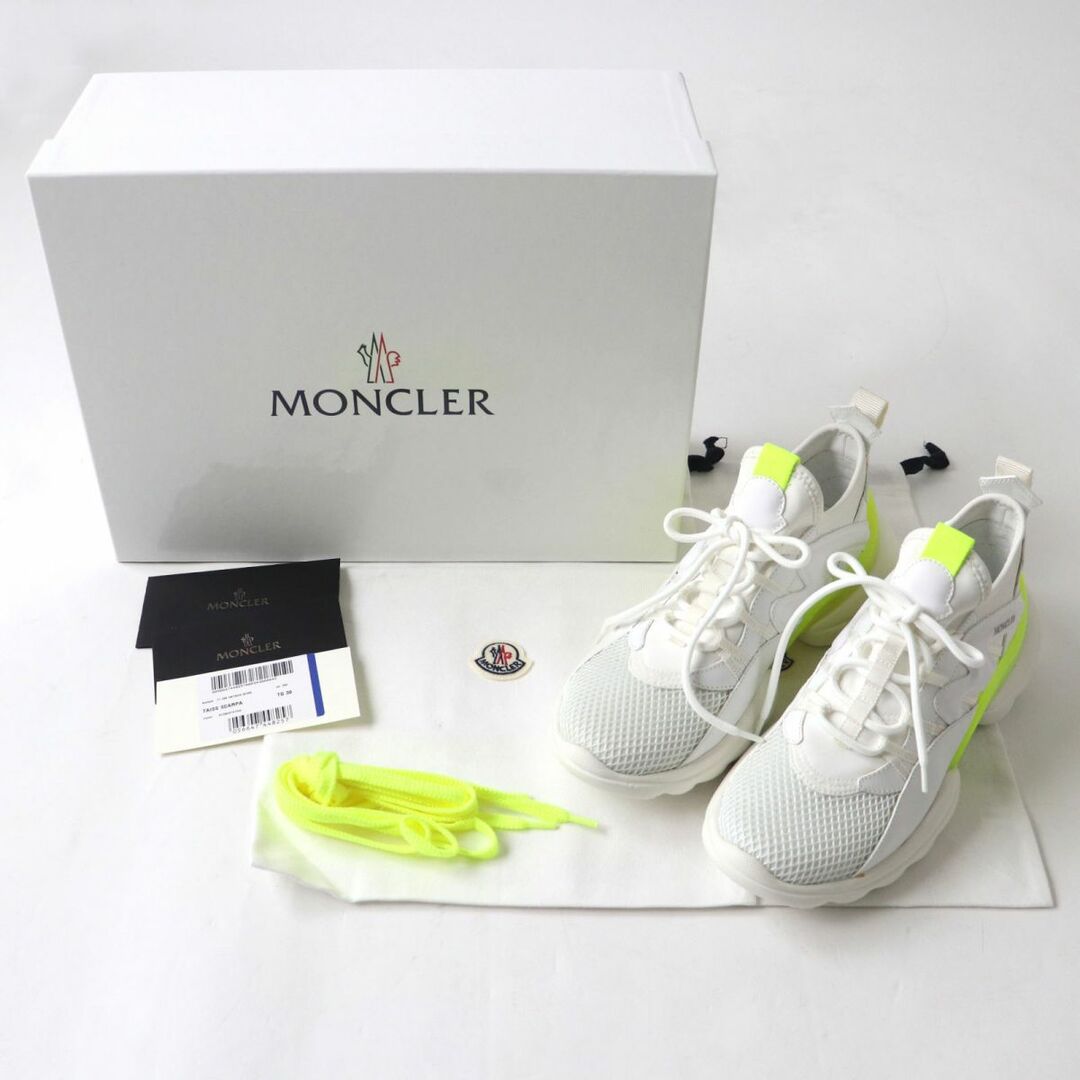 MONCLER(モンクレール)の極美品★MONCLER モンクレール TAISS SCARPA ロゴ入り レースアップ スニーカー／シューズ／靴 ホワイト×イエロー 39 伊製 箱・袋・紐付き レディースの靴/シューズ(スニーカー)の商品写真