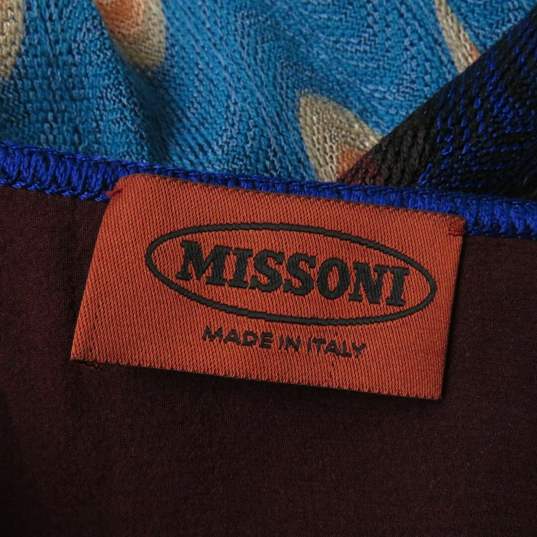 極美品★正規品 MISSONI ミッソーニ 159220 総柄 ひざ丈 ノースリーブ ラップワンピース レディース ブルー×マルチカラー 42 イタリア製 6