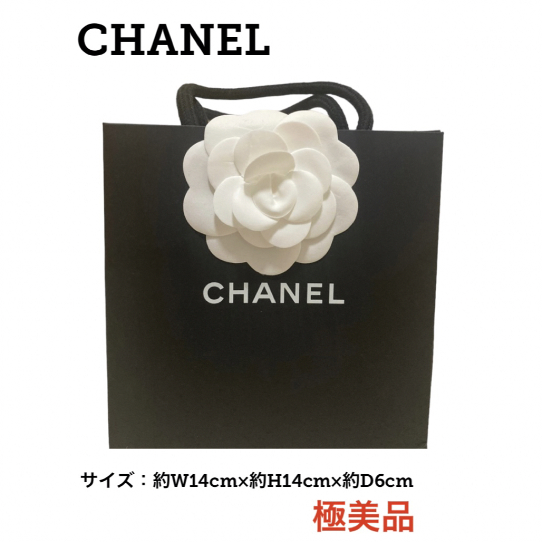 CHANEL(シャネル)の【美品】CHANEL ブラック カメリア 紙袋 小 ショッパー シャネル リボン レディースのバッグ(ショップ袋)の商品写真