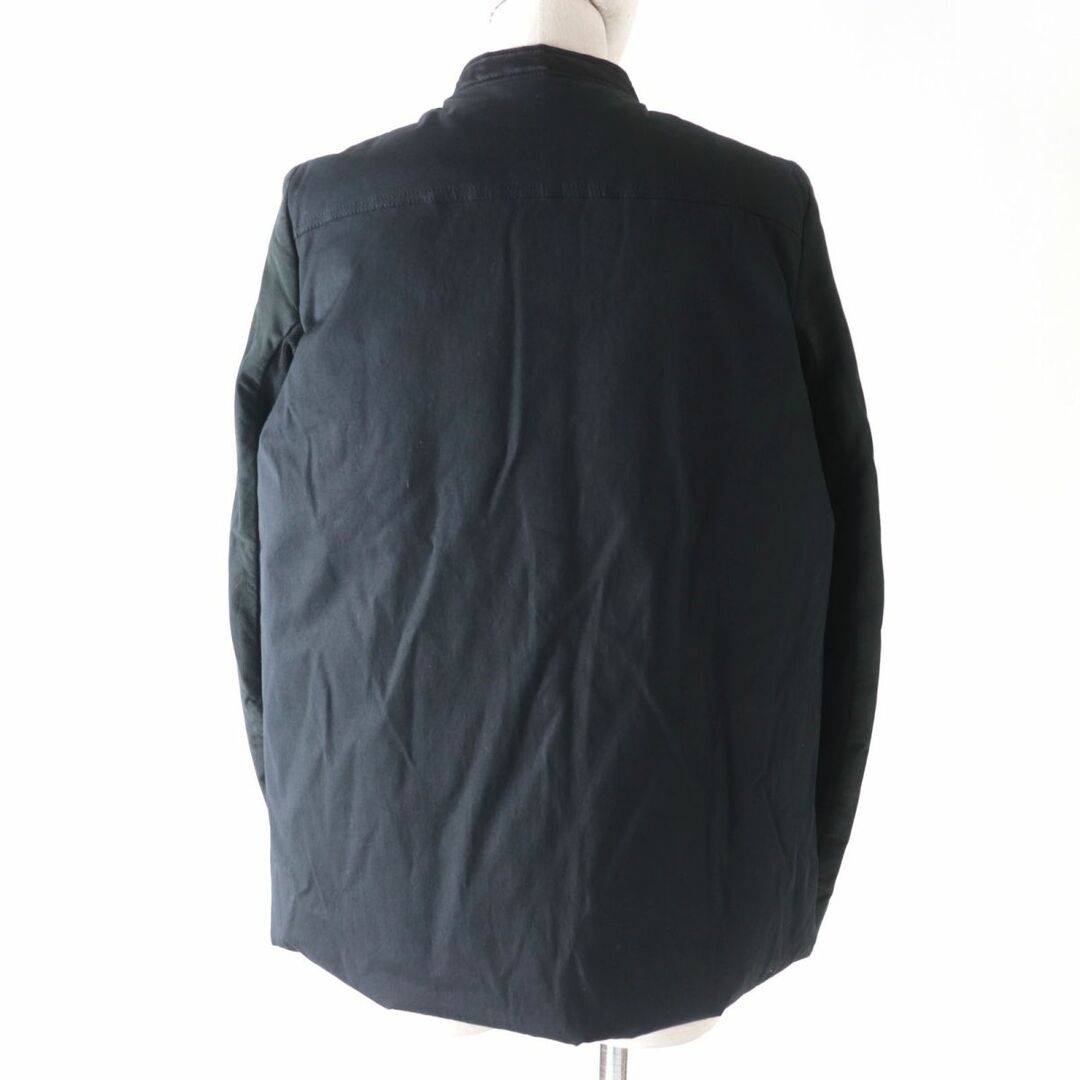 未使用品★正規品 定価411400円 RICK OWENS リックオウエンス RO14F6759 ノーカラー レザー切替 ウールダウンジャケット 黒 40 伊製 タグ付