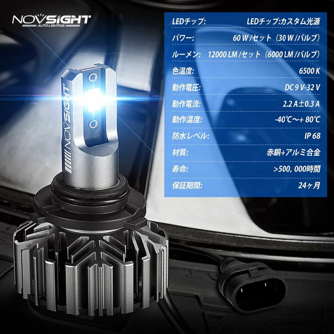 【サイズ:HB3_色:ホワイト】NOVSIGHT led ヘッドライト HB3