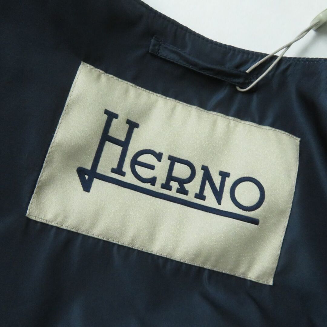 未使用品★正規品 定価160600円 HERNO GC0136D ロゴプレート付 ボーダー ロング丈 ニットベスト レディース ネイビー×ホワイト 40 タグ付 5