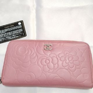 美品♡CHANEL シャネル カメリア ラウンド 長財布 ピンク