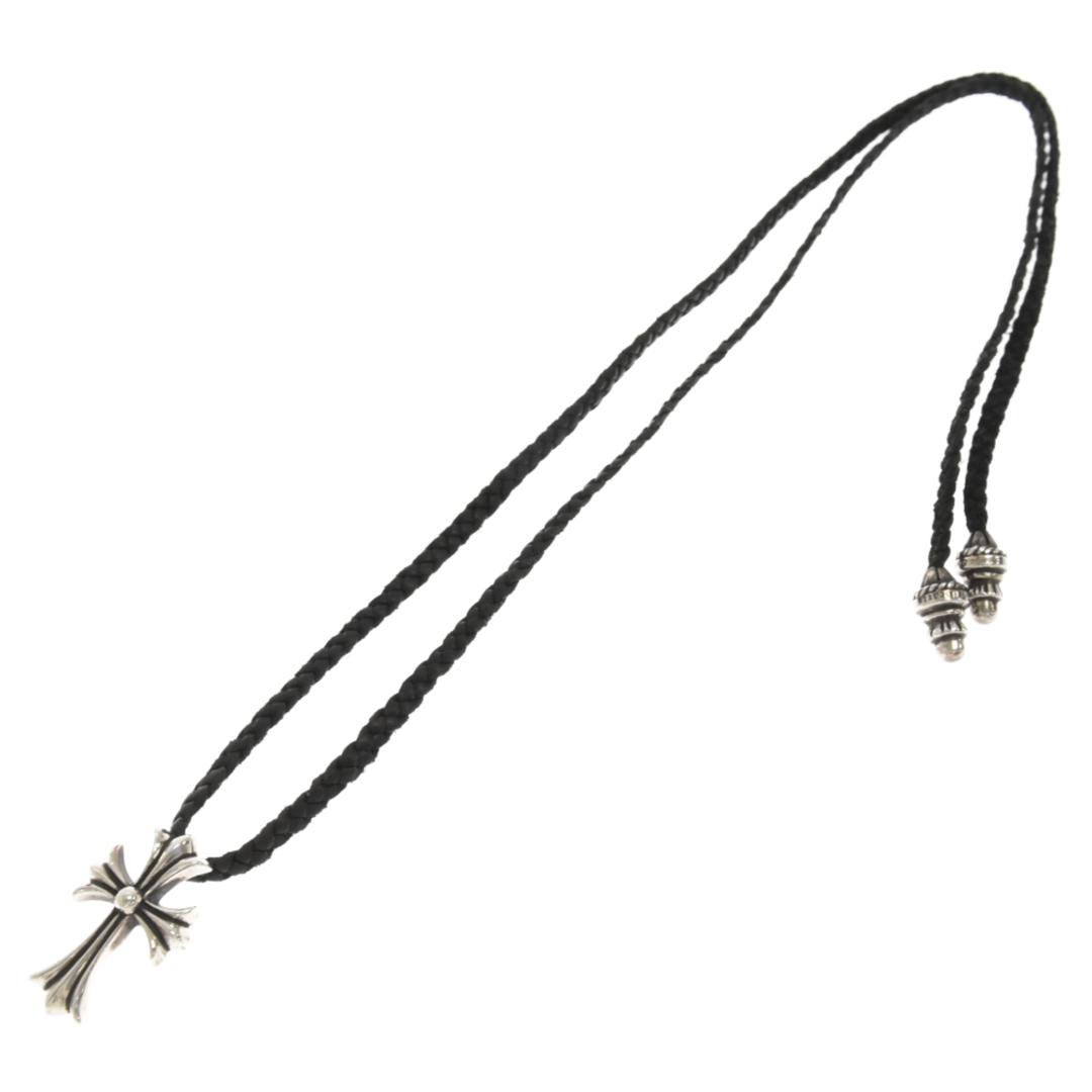 CHROME HEARTS クロムハーツ CH CRS SML BC/スモールCHクロス レザーブレイド Wボロチップ ネックレス シルバー