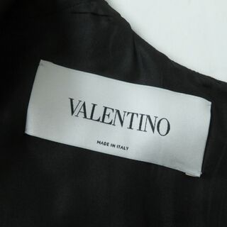 美品◎正規品 VALENTINO ヴァレンティノ KB3VA6X61CF サイドリボンデザイン シルク混 ノースリーブ ロング丈 フレアワンピース 黒 44 伊製