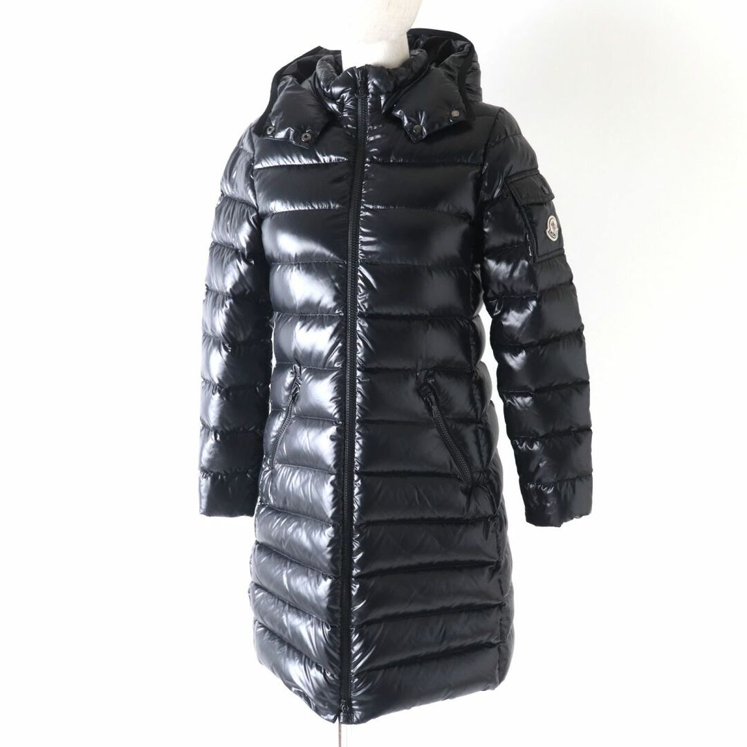 37cm袖丈極美品★MONCLER モンクレール 2018年 MOKA モカ キッズ フード・ロゴワッペン付 ダウンコート ブラック 12anni 152cm レディース可◎