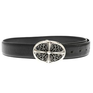 クロムハーツ(Chrome Hearts)のCHROME HEARTS クロムハーツ OVAL CROSS STRAP1.5/1.5クラシックオーバルクロスバックル レザーベルト ブラック/シルバー 32inch(ベルト)