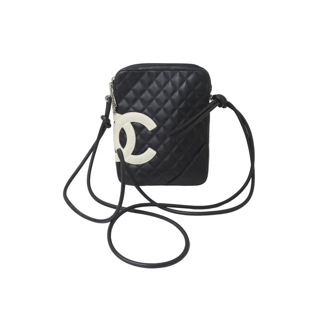 CHANEL シャネル ショルダーバッグ カンボンライン ココマーク ラムスキン A25178 ブラック シルバー金具 美品  55694