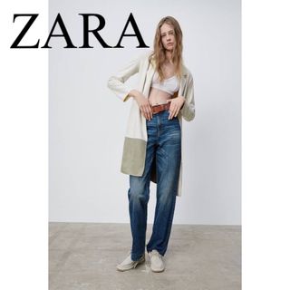 ザラ(ZARA)の美品　ZARA ザラ　薄手ロングコート　羽織り　スエード　バイカラー　人気　完売(ロングコート)