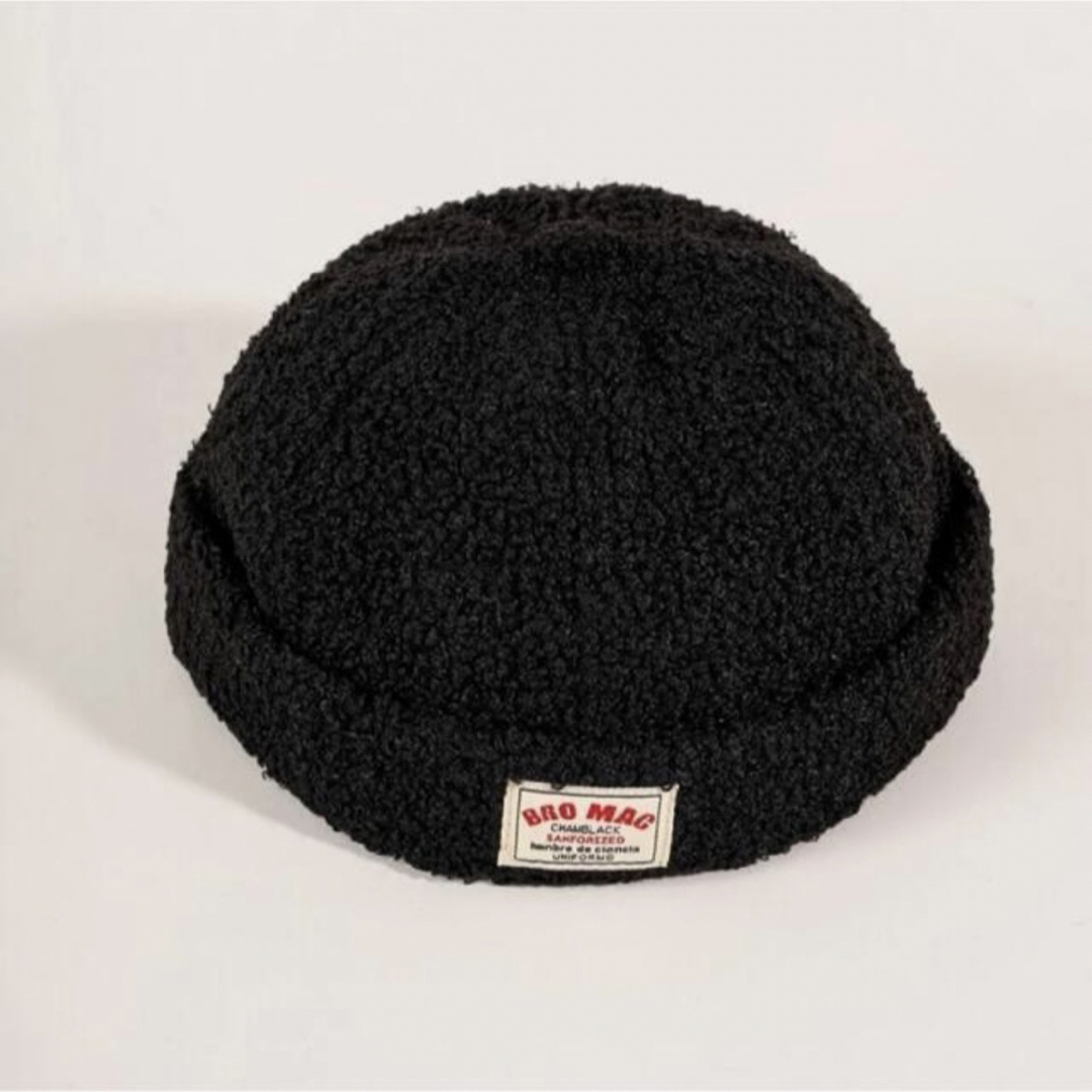 【大人サイズ】モコモコフィッシャーマンキャップ ブラック メンズの帽子(キャップ)の商品写真