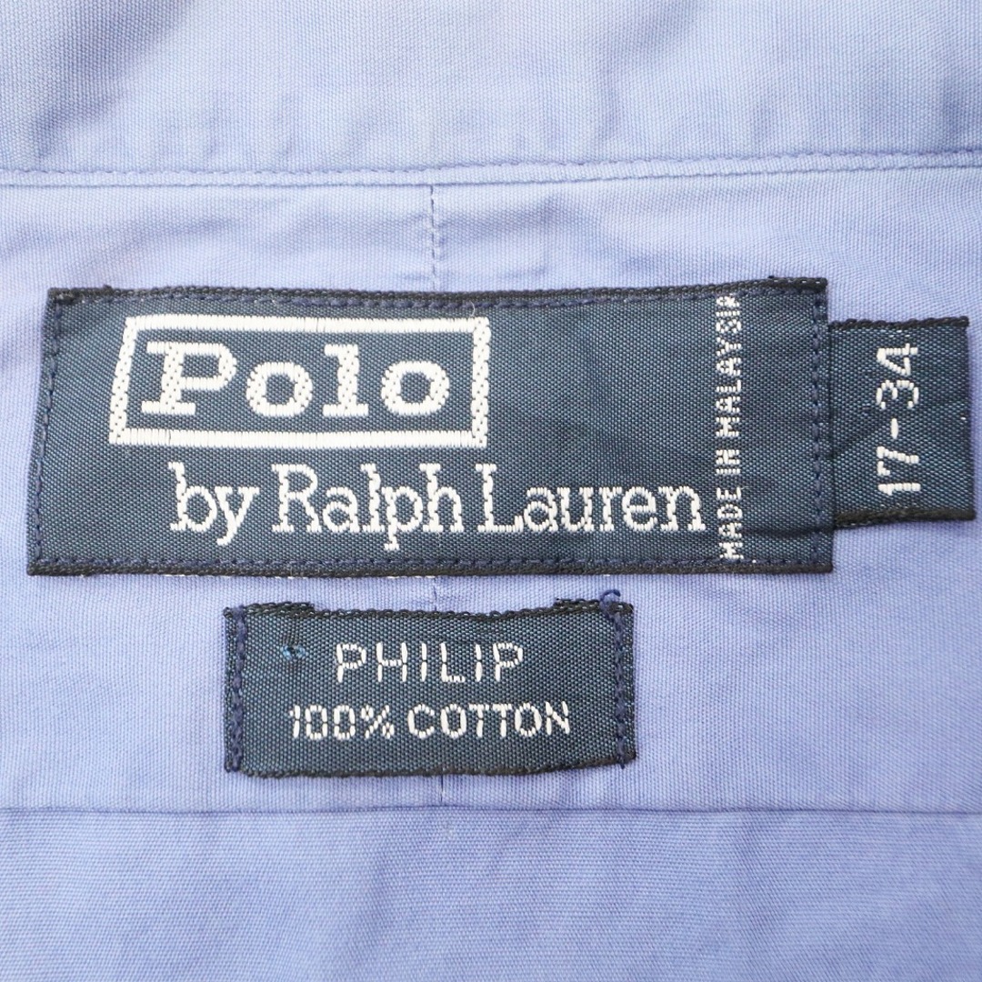 POLO RALPH LAUREN(ポロラルフローレン)のPolo by Ralph Lauren ポロバイラルフローレン PHILIP 長袖シャツ 無地 ブルー (メンズ 17-34) 中古 古着 O6006 メンズのトップス(シャツ)の商品写真