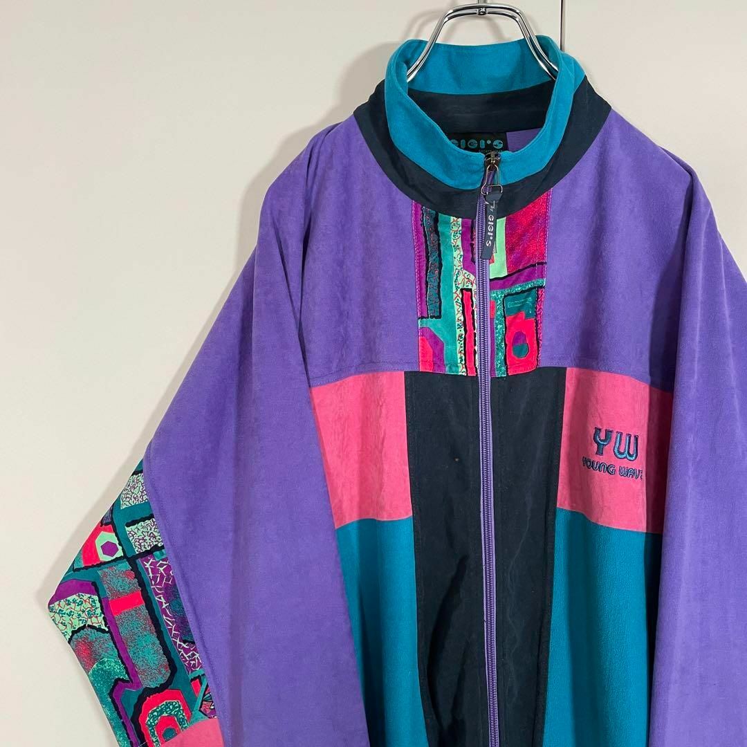 【人気トラックジャケット、パープル◎】vintage一点もの90s紫